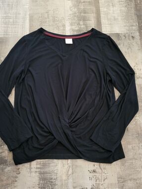 Soma Black Long Sleeve V Neck Twist Front Casual Top Womens Size Large Soft Cozy